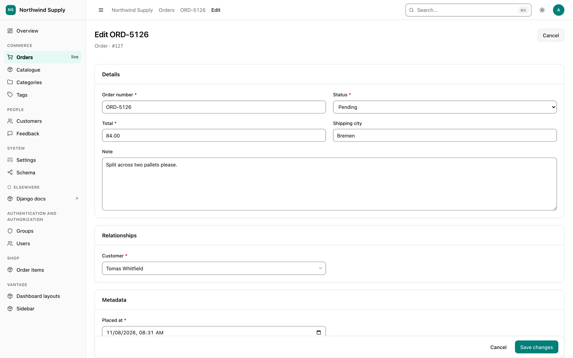 Edit form