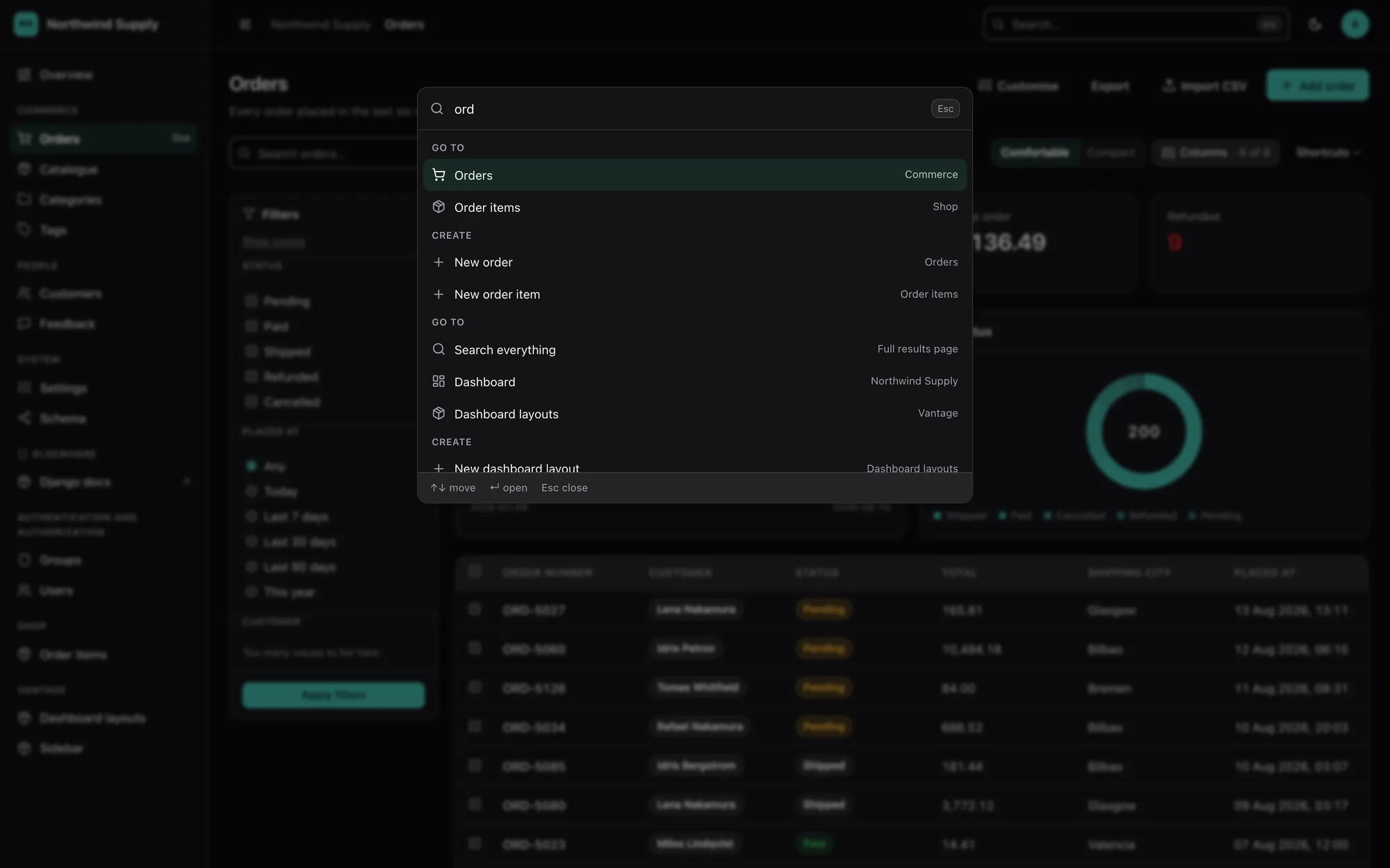 Command palette