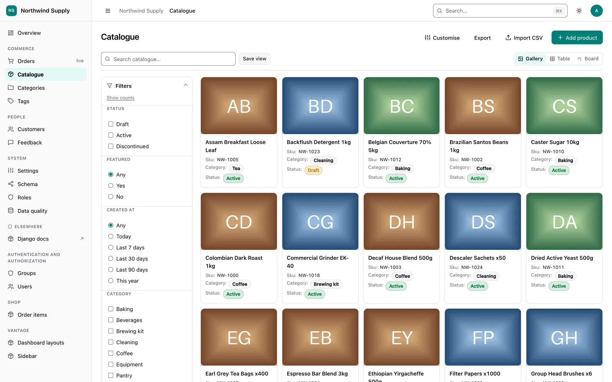Catalogue list